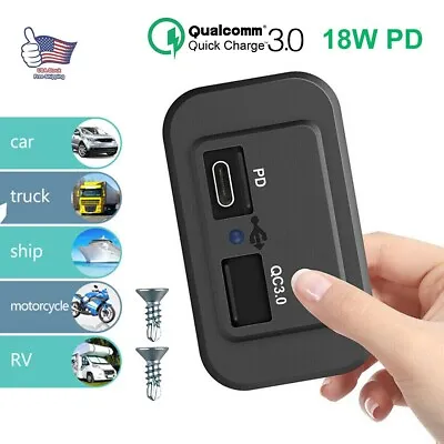 PD Type-C USB Port Car Fast Charger Socket Power Outlet Panel Mount Waterproof • $9.38