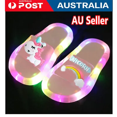 $13.99 • Buy Unicorn LED Slippers Baby Bathroom Sandals Kids Light Up  Shoes For Girl Boys