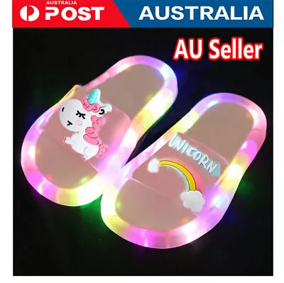 Unicorn LED Slippers Baby Bathroom Sandals Kids Light Up  Shoes For Girl Boys • $14.99