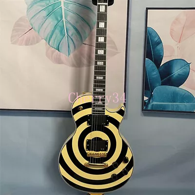 Custom Yellow Black Zakk Wylde LP Bullseye Electric Guitar 2 Humbuckers • $250