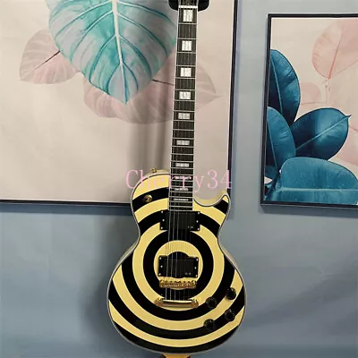 Yellow Black Zakk Wylde LP Bullseye Electric Guitar 2 Humbuckers Frets Binding • $289