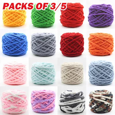 5 X 100g Skeins Yarn Chunky Crochet Chenille Milk Soft Baby Velvet Knitting Wool • £11.66