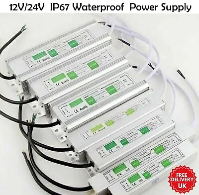 DC 12V/24V Power Supply IP67 Transformer LED Driver 10W-300W AC 240V Waterproof • £6.19