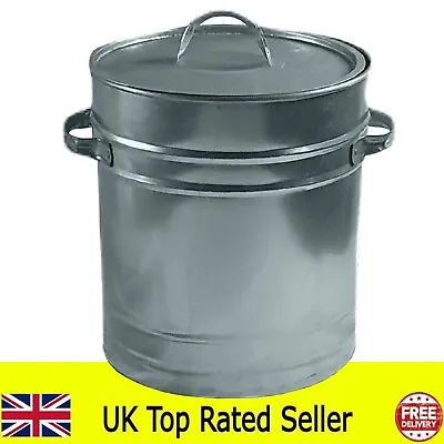 Metal Ash Bucket Fireside Storage Coal Bin Skuttle With Lid Fire Log 15L 29cm • £20.95