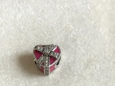 Genuine Pandora Charm Heart Gift Of Love Silver & Magenta Enamel S925 ALE JC1657 • £29.99