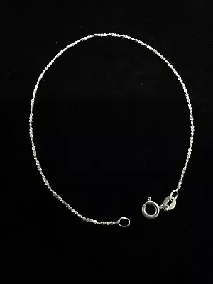 925 Sterling Silver 1mm Twisted Serpentine Chain Bracelet Anklet 8   SUPER CLEAN • $3.99