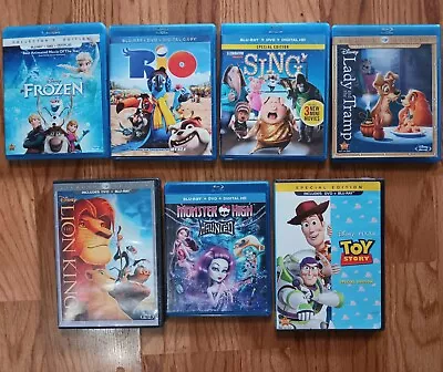 Lot 7 DISNEY DVDs Frozen Lady & Tramp Sing Toy Story Rio Monster High Lion King • $24.95