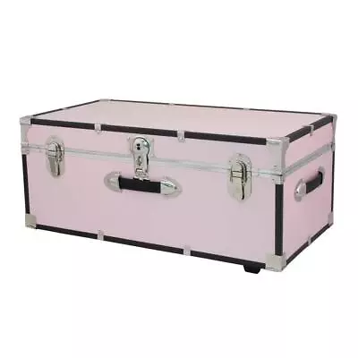 Storage Trunk Chest Blush Wood 30 In. With Wheels And Key Lock Industrial Accent • $102.31