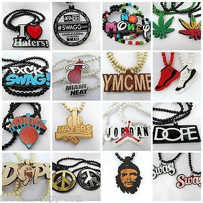 25+ Designs Urban Acrylic Wood Rosary Beaded Hiphop Gangster Fashion Necklace Uk • £3.95