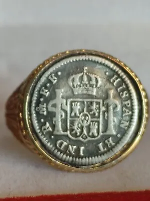 1781 SPANISH Mexico City .903 Ag Half Reale Gold Filled Mens Ring Size 13 W COA  • $239.40
