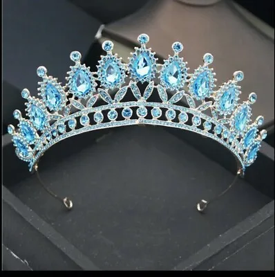 £40 • Buy Pageant Tiara Light Blue Diamante Princess Wedding Bridal Prom On Rose Gold