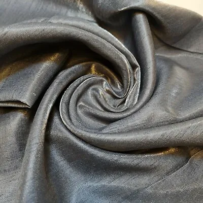 £3.99 • Buy Charcoal Grey Dupion Raw Silk Material Satin Dress Craft Quilting Fabric 44 