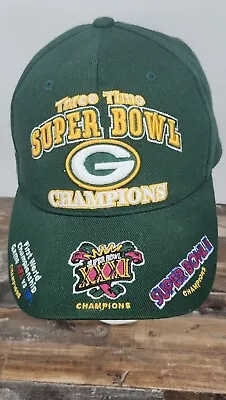 Vintage Green Bay Packers Three Time Super Bowl Champions Reebok Hat Cap NFL • $17.99