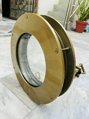 12  Vintage Brass Canal Boat Porthole Door Window Round Glass Home Decor Gift • $149.99
