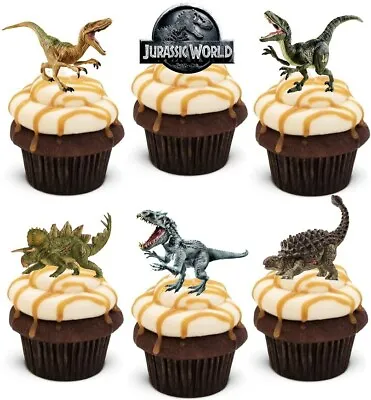 Jurassic World Park Stand Up Cup Cake Toppers Edible Birthday Party Decorations • £2.25