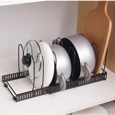 Pan Pot Lid Organiser Storage Rack Adjustable Kitchen Cupboard Saucepan Shelf • £8.95