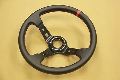 Jdm 350mm Bk/rd Stitche Steering Wheel 6 Bolt Fa Fd R18 Em2 Em1 Ep3 Eg Ek Ef Ej • $45.99