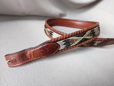 $59.95 • Buy Vintage TONY LAMA Buckle Belt INDIAN PRINT Cowboy 36 Brown WESTERN Embroidered