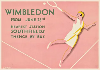 VINTAGE Railway POSTER Wimbledon Ladies Tennis Rail Train Ad Art Deco A3 A4 Pink • £5.99