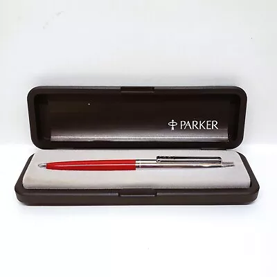 Vintage Parker Papermate Pen Ballpoint Red Silver With Black Case Made In USA • $11.99