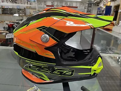 Vega Orange/Yellow Stinger MX Offroad Helmet MIGHTY-X2 Youth Medium NEW • $55