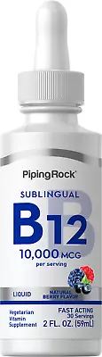 Vitamin B12 Sublingual | 10000 Mcg | 2 Fl Oz | Non-GMO | By Piping Rock • $11.99