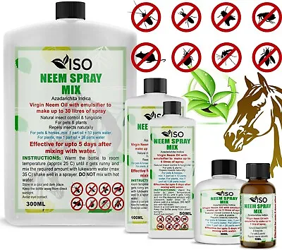Neem Oil Spray Mix Natural Plant & Animals10ml 30ml 50ml100ml 300ml UK • £3.79