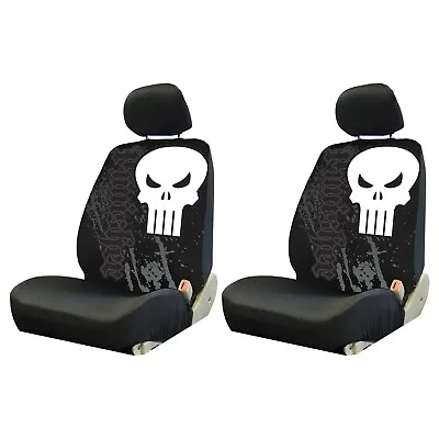 NEW Marvel Comics The Punisher Low Back Seat Covers Universal Fit - Front Pair • $62.74