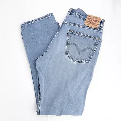 Levis 505 Jeans Mens Size 36x34 Straight Leg Regular Fit Stretch Denim Med Wash • $29.95