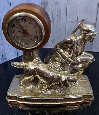 Vintage Gibraltar Precision Metal & Wood Electric Desk Mantle Clock PARTS REPAIR • $29.99