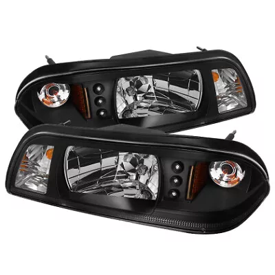 Spyder 1PC LED Crystal Headlights Black For 87-93 Ford Mustang • $240.60