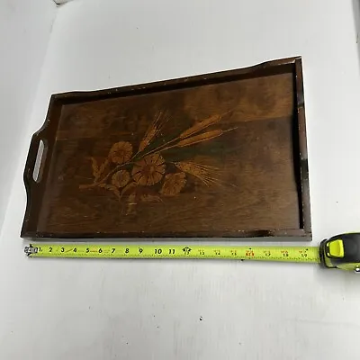 Vintage Wood Cornwall Serving Tray. MCM Floral Theme. • $30