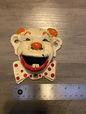 VTG  CAST IRON CLOWN FACE Beer Soda BOTTLE OPENER Polka Dots ORANGE HAIR • $25.49