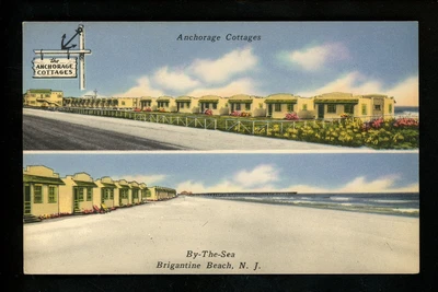 $8.99 • Buy Hotel Motel Postcard New Jersey NJ Brigantine Beach, Anchorage Cottages Linen