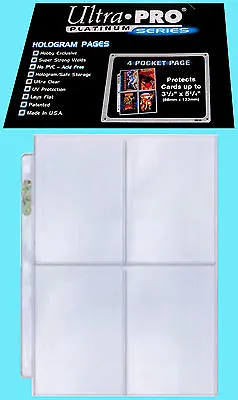 10 ULTRA PRO PLATINUM 4-POCKET Card Pages Sheets Protectors Toploader 3.5 X5.25  • $7.49