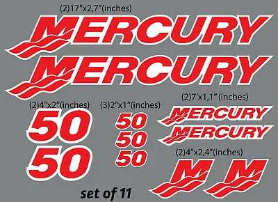 High Quality Graphics Set Fits 50Hp Mercury Outboard Cowling Decal Custom Engine • $16.99