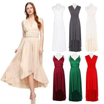 £15.79 • Buy Womens Multiway Wrap Bridesmaid Convertible Wedding Dress Evening Party Gown