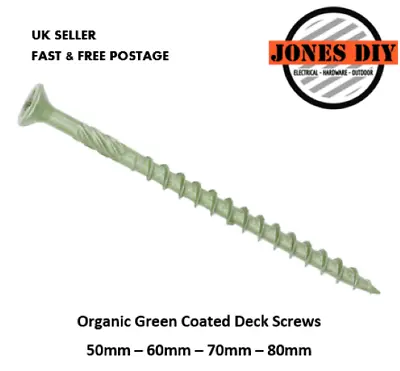 PREMIUM DECKING SCREWS LANDSCAPE FENCING DECK SCREW GREEN 50mm 60mm 70mm 80mm • £4.39