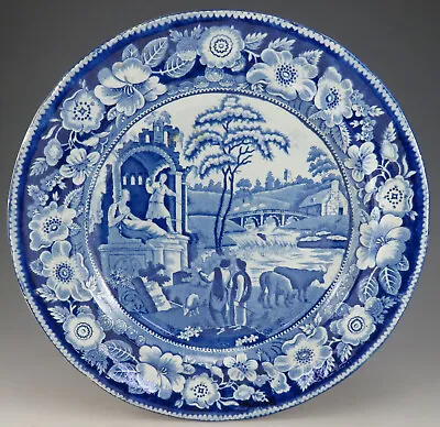 £37 • Buy Antique Pottery Pearlware Blue Transfer Hamilton Philosopher Dinner Plate 1825