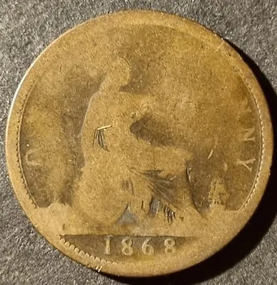1868 Queen Victoria - Young Bun Head One Penny 1d • £6.75