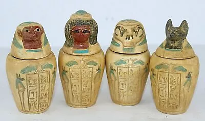 Rare Ancient Pharaonic Antique 4 Canopic Jars Egyptian Mythology BC • £121.86