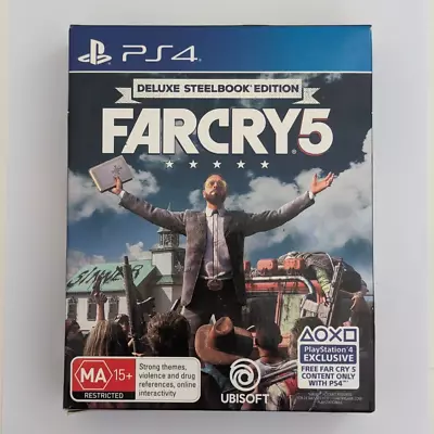 VGC! Genuine PlayStation 4 PS4 Game Far Cry 5 Deluxe Steelbook Edition CIB PAL • $39.99
