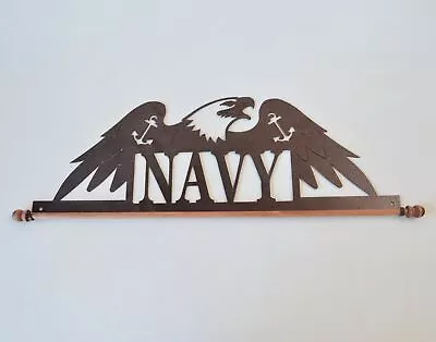 Navy Garden Flag Hanger - Metal Wall Hanging Tapestry Holder - Eagle Military 24 • $21.24