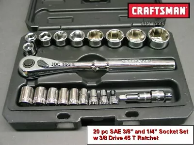 CRAFTSMAN TOOLS 21 Pc ALL SAE INCH 1/4 3/8 Drive Ratchet Wrench Socket Set 10 • £42.38