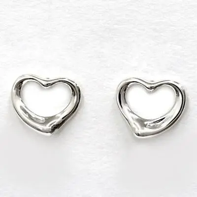 TIFFANY&CO. Elsa Peretti Open Heart Earrings SV925  Silver K14WG White Gold • $150.60