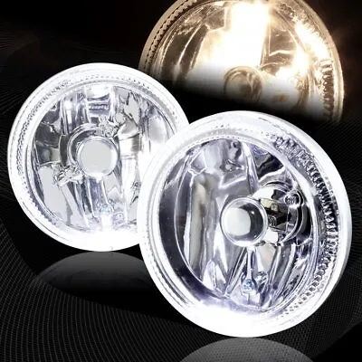 4  Round White Halo Chrome Housing Clear Lens Fog Driving Lights Lamps Universal • $35.99