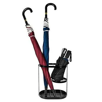 Black Metal Umbrella Stand Rack Assembled Umbrella Storage Holder Bucket Shelf • $31.49