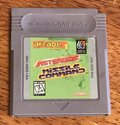 Arcade Classic 1 Asteroids Missile Command ORIGINAL Nintendo Gameboy Game Tested • $7.99