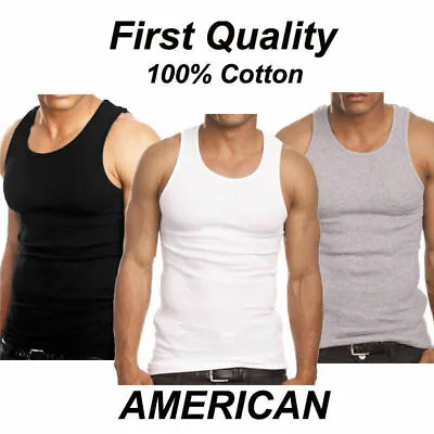 LOT!3-6 Piece Mix Pack Men's Plain Ribbed Tank Top A-Shirt Undershirt 100%Cotton • $18.99