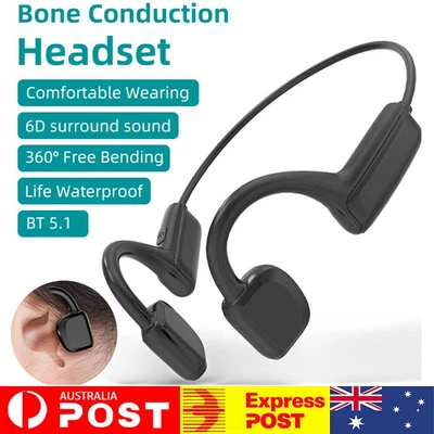 $18.89 • Buy Bone Conduction Headphones Bluetooth Wireless Sports Earphones Stereo Headset